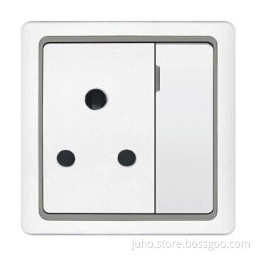 15A 1 Gang Switched Round-pin Wall Socket, British Standard